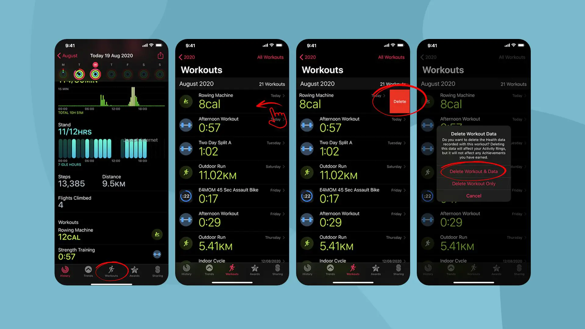 Steps on how to erase exercise minutes on Apple Watch using the Fitness app