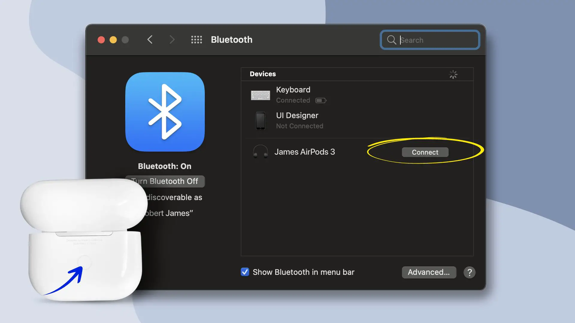 Steps on how to pair AirPods with Mac