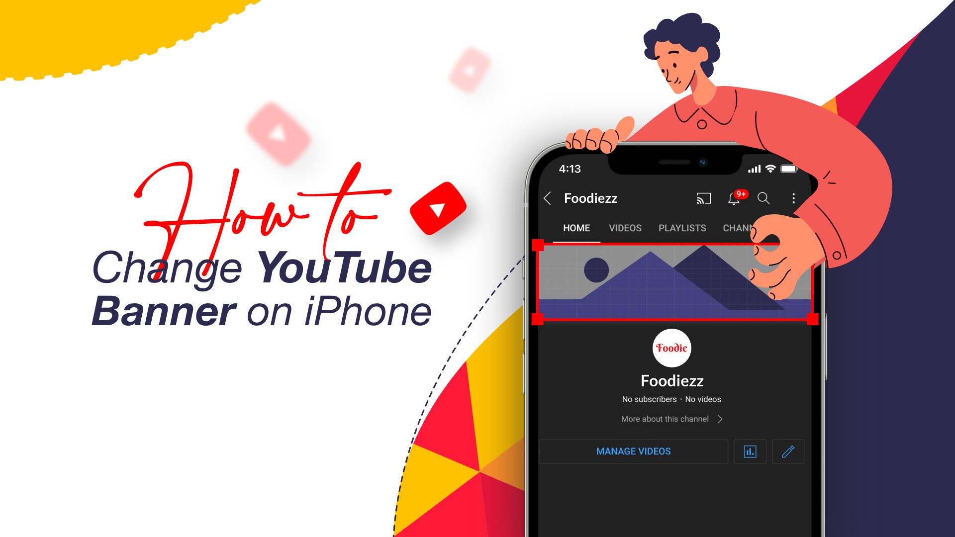 how to change YouTube banner on iPhone