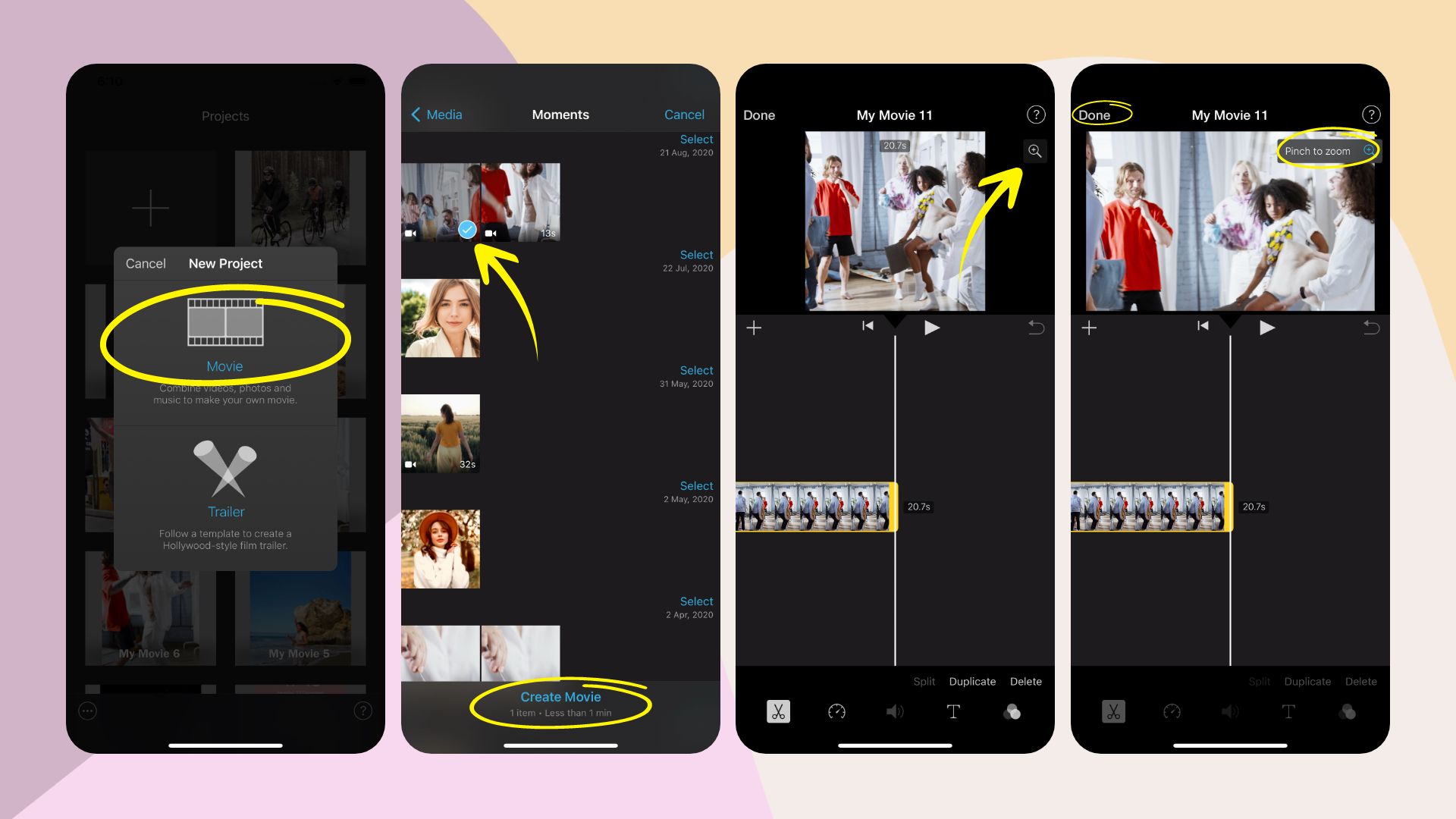 iMovie app crop a video app screen