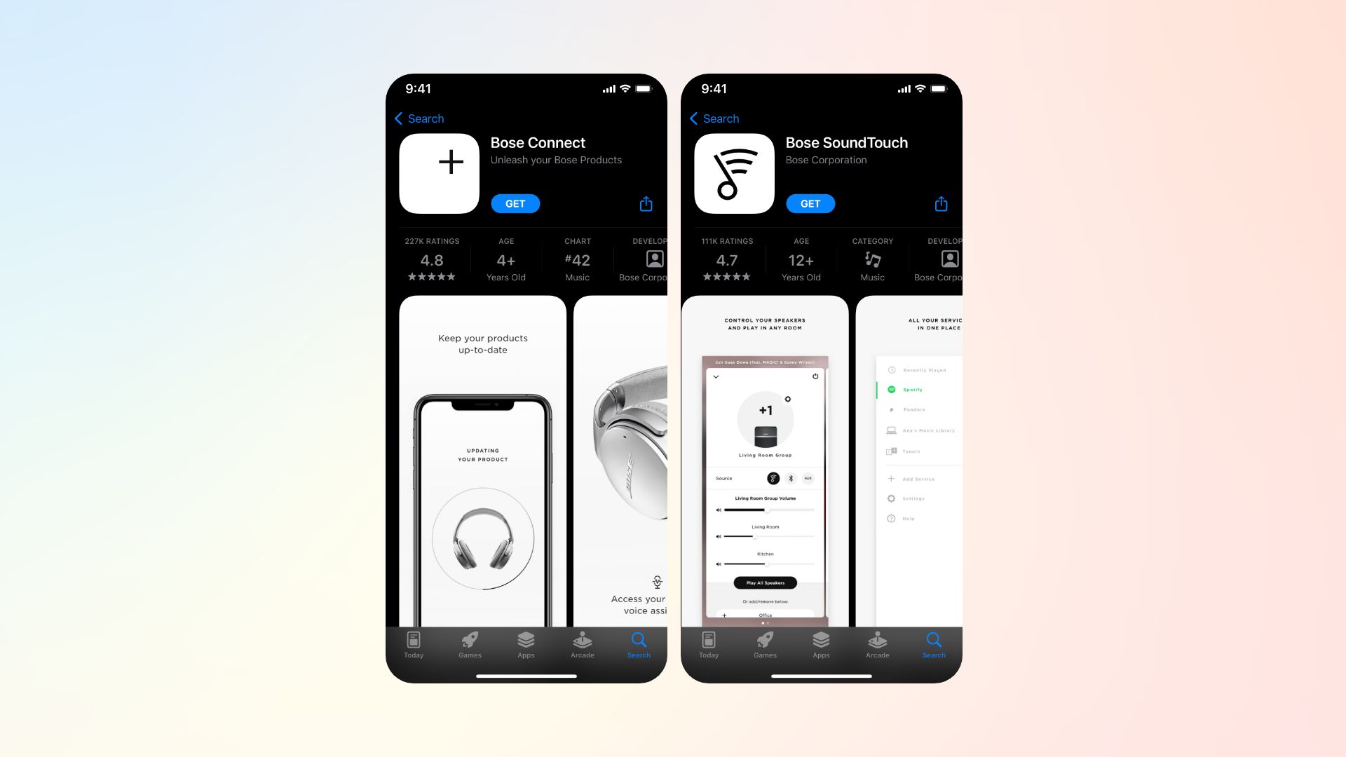 showing Bose connect and Bose SoundTouch apps