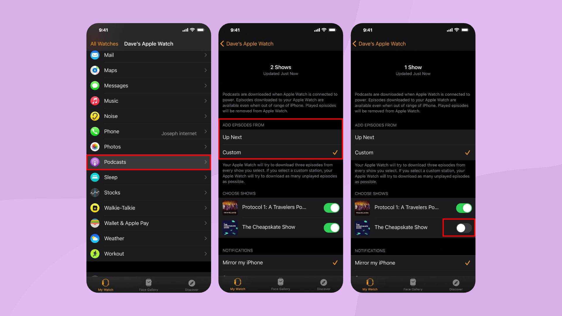 steps on how to delete podcasts stored on an Apple Watch