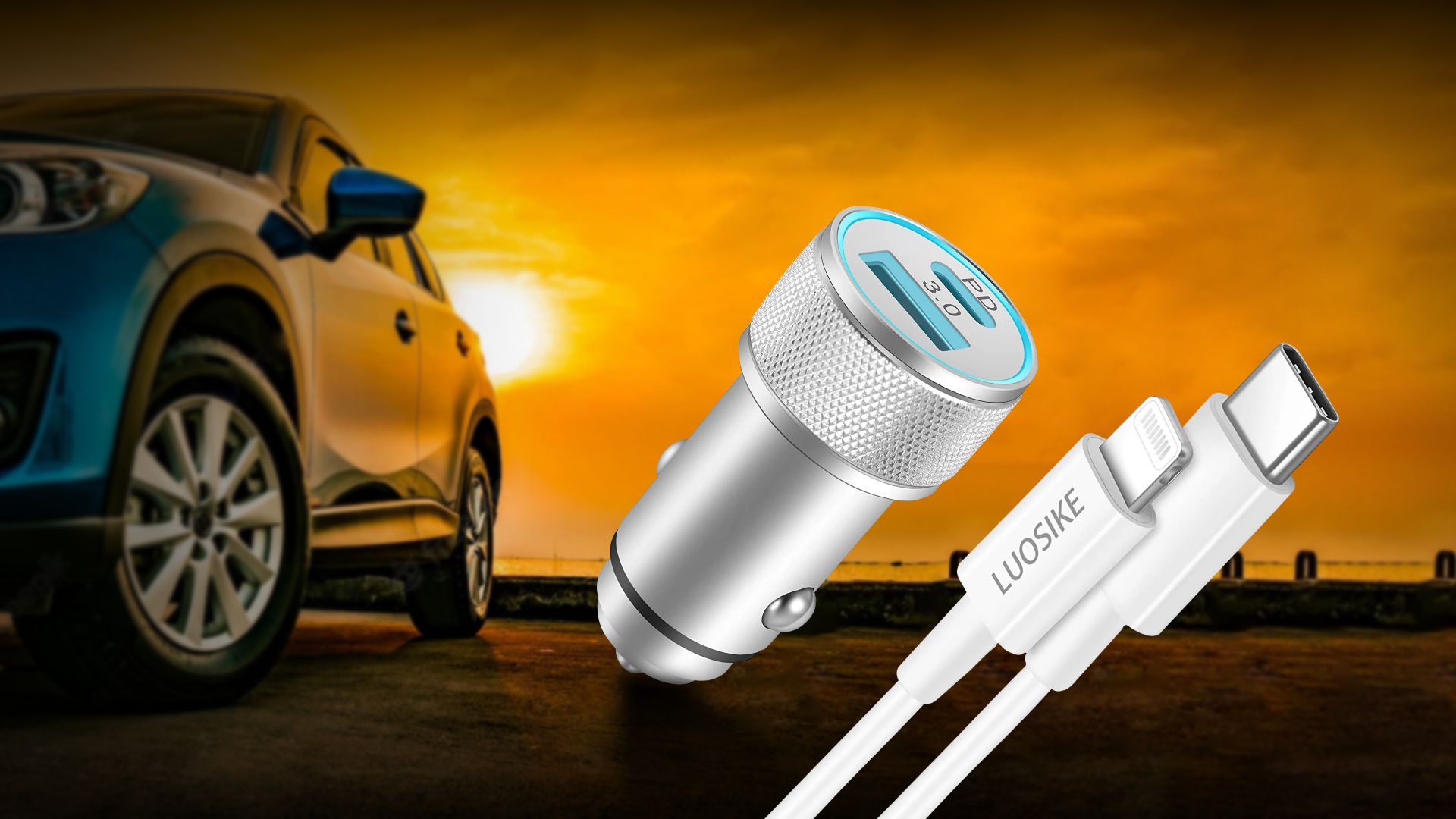 Luosike 20W USB C Fast Car Charger for iPhone