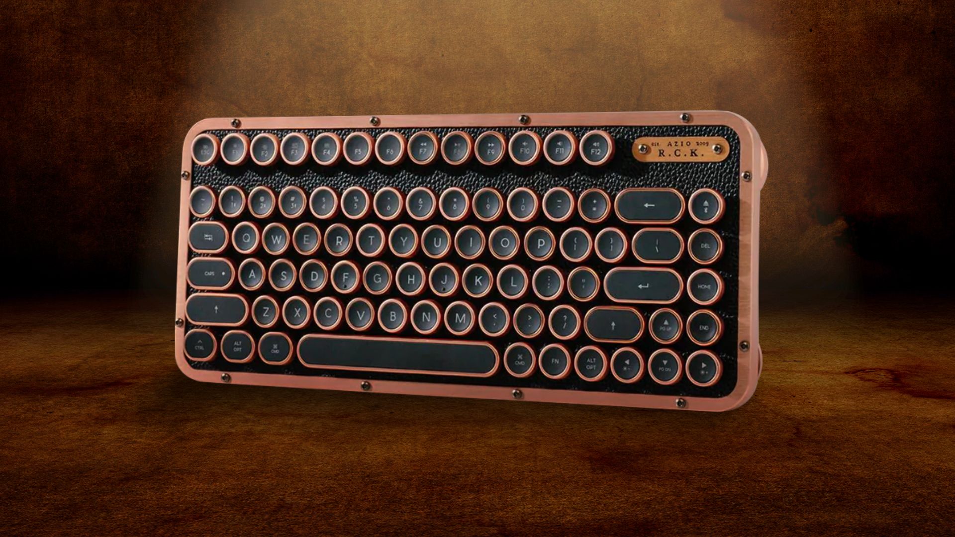  Azio Retro Classic Walnut Wood Backlit Mechanical Keyboard