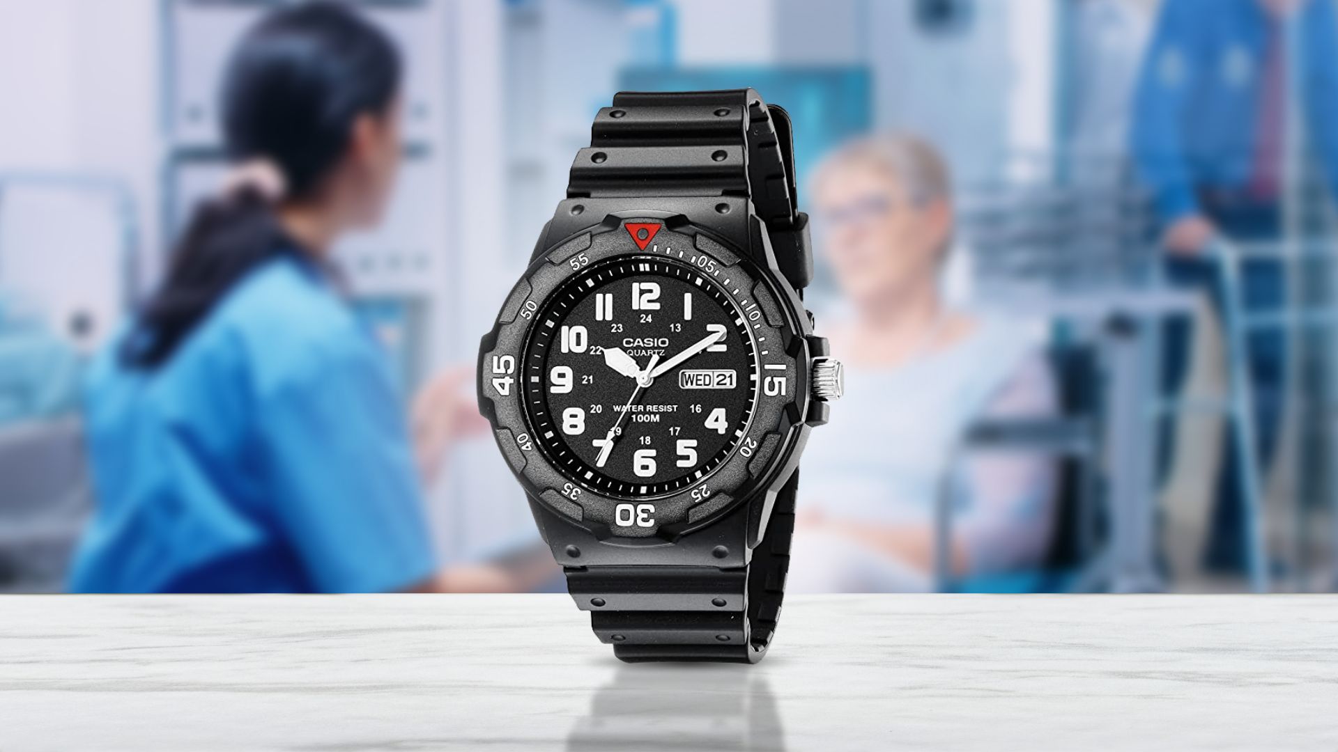  Casio black resin dive watch