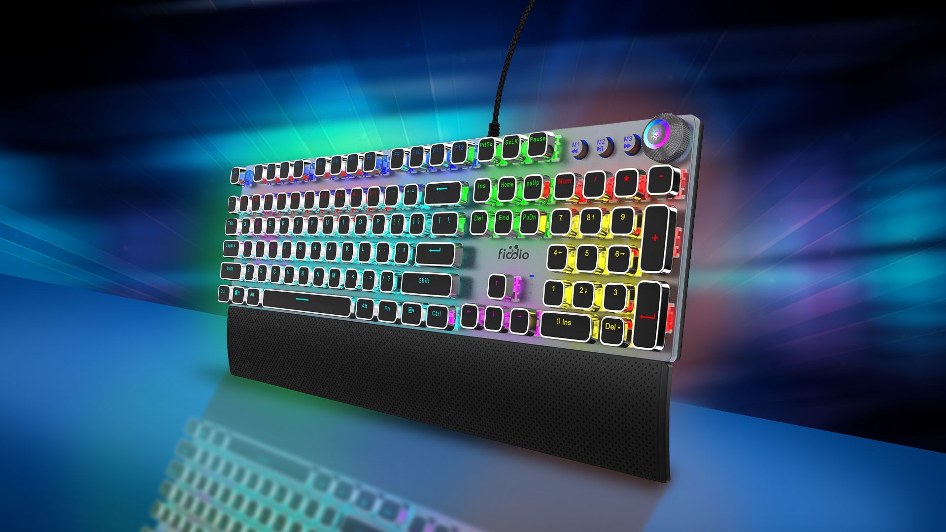  Fiodio Mechanical Gaming Keyboard with Removable Hand Rest