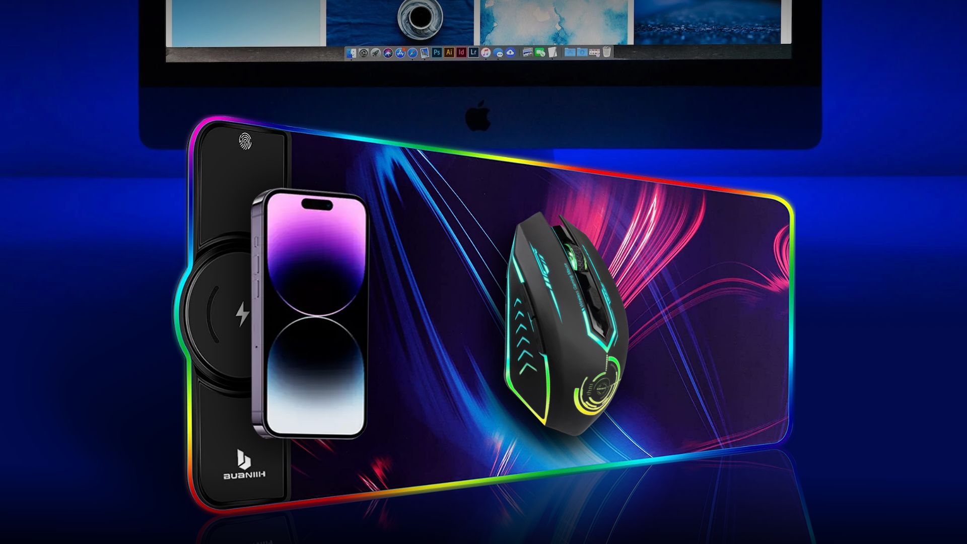 BUANIIH RGB Wireless Gaming Mouse Pad