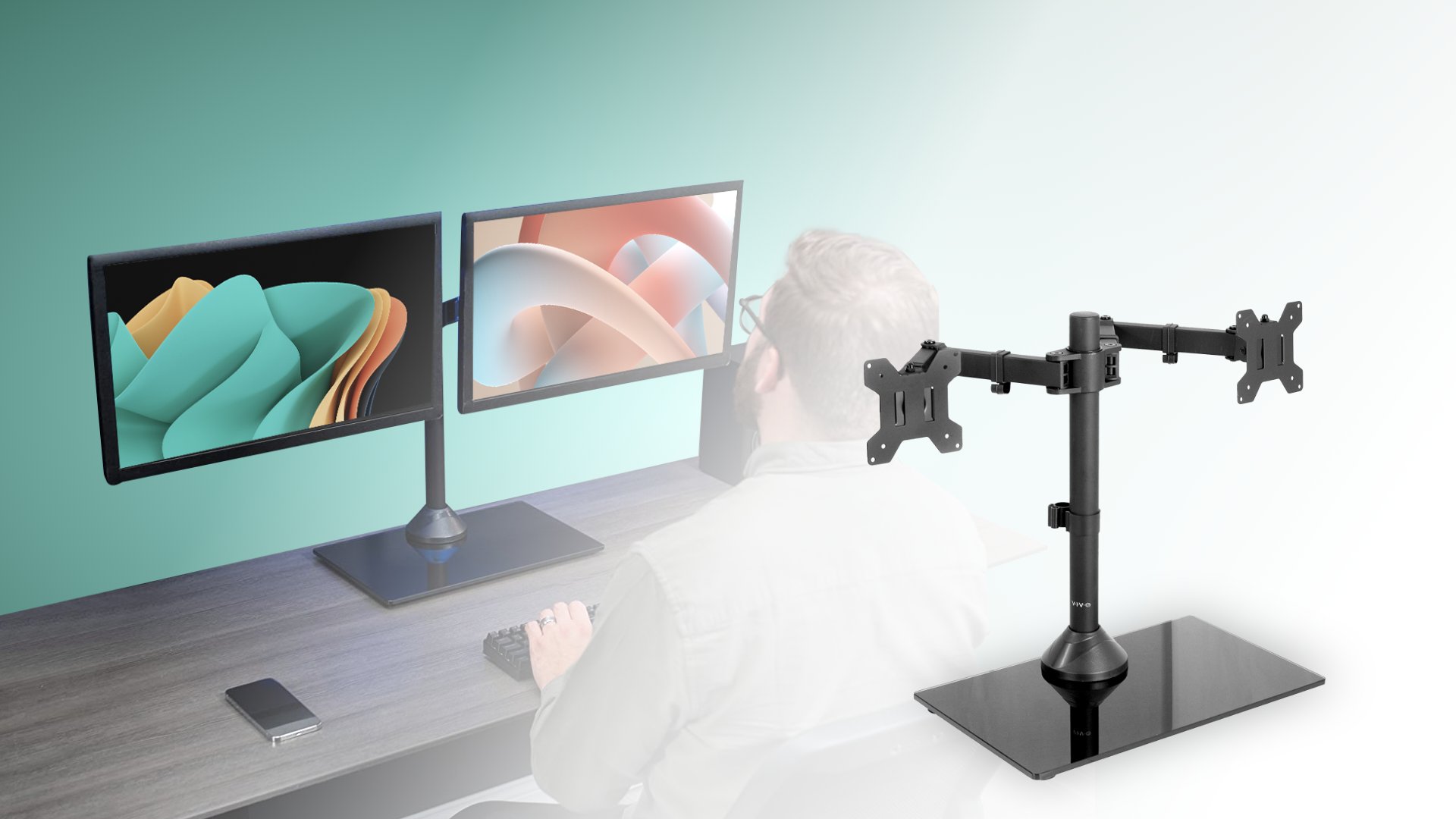 VIVO Freestanding Dual Monitor Stand 