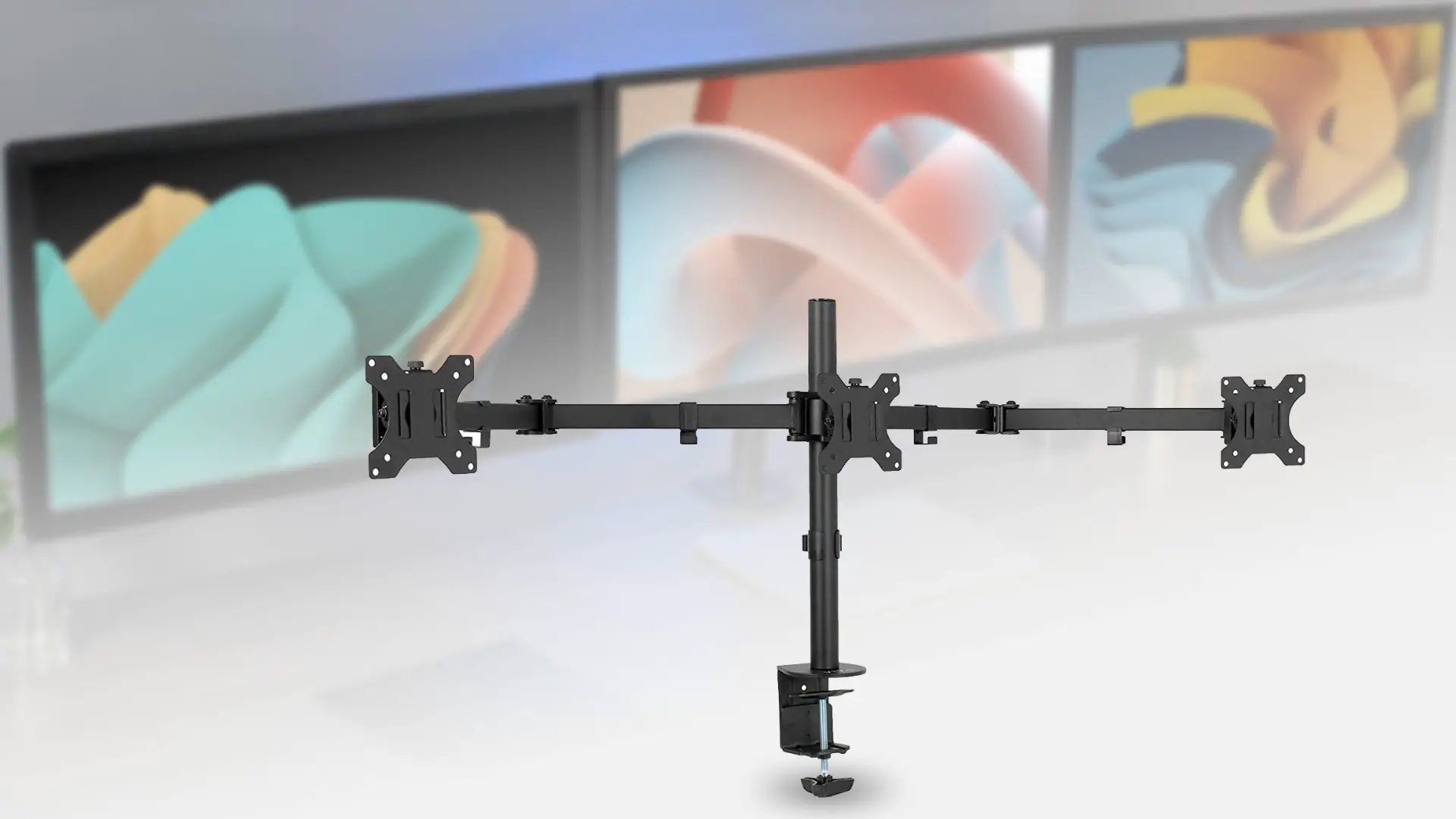 VIVO Black Triple Monitor Adjustable Desk Mount