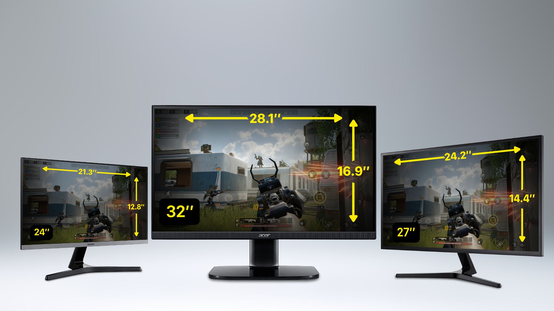 24 vs 27 vs 32 inch physical size