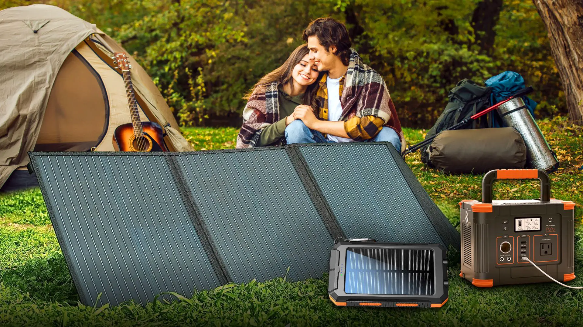 Steps to use external portable solar panels to charge a solar power bank