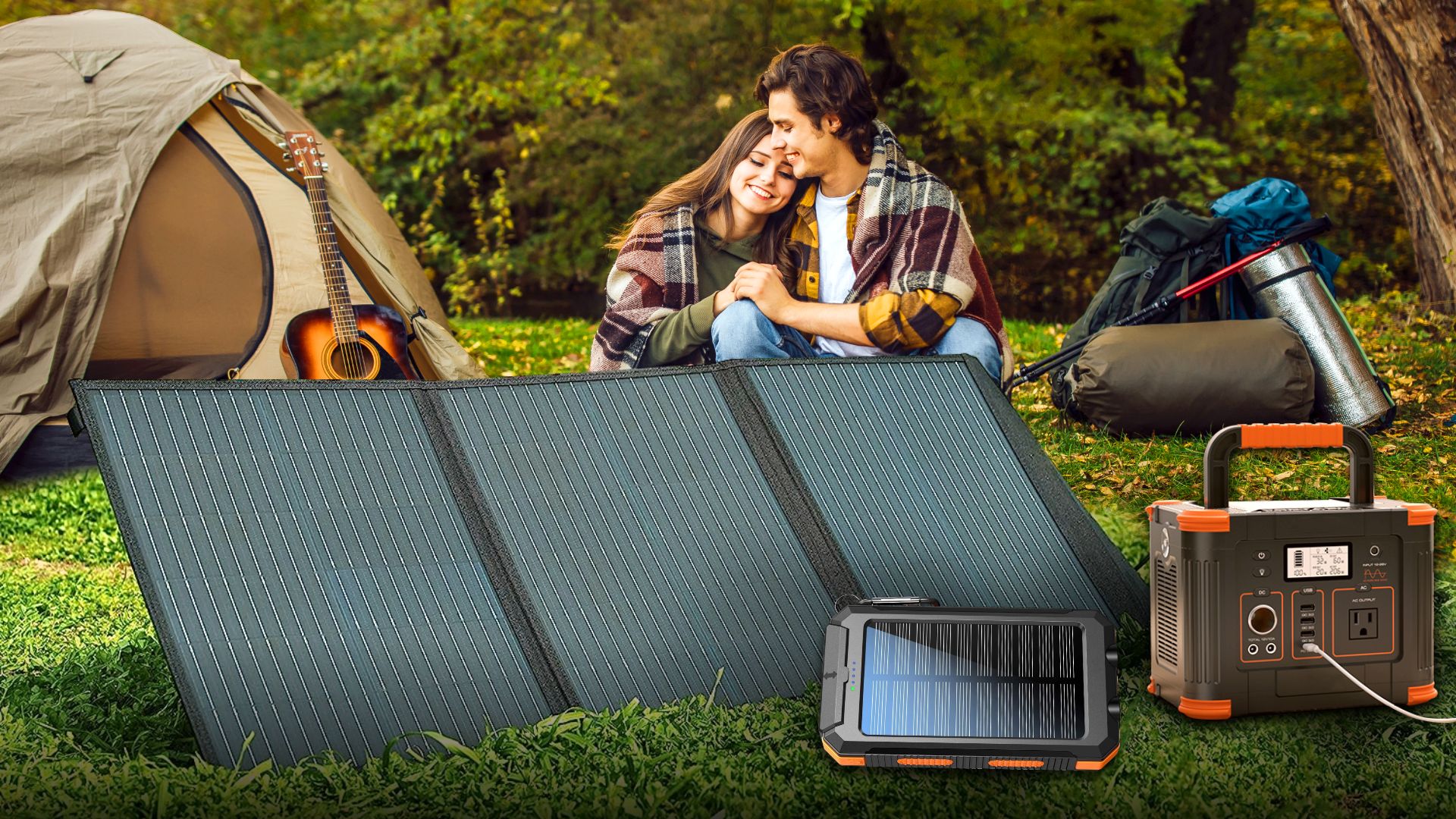 Steps to use external portable solar panels to charge a solar power bank