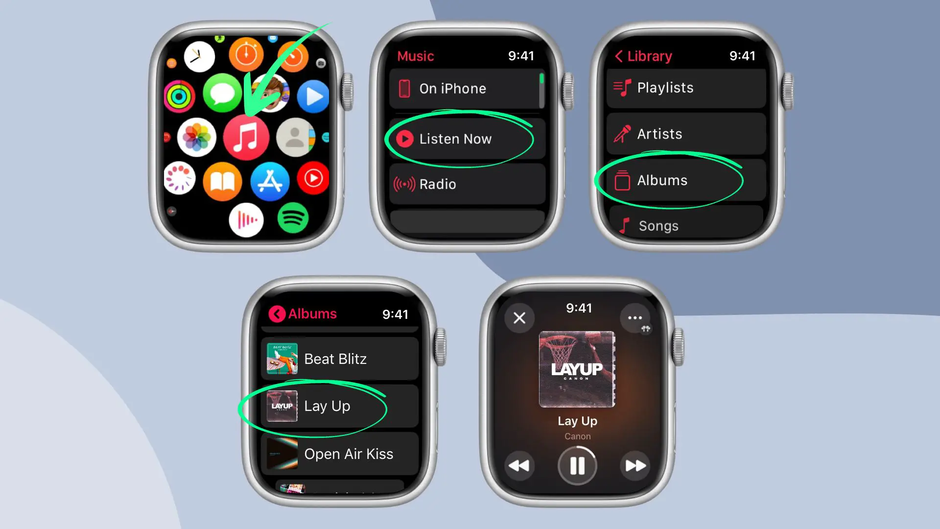 Alternatively, you can play music on the Apple Watch