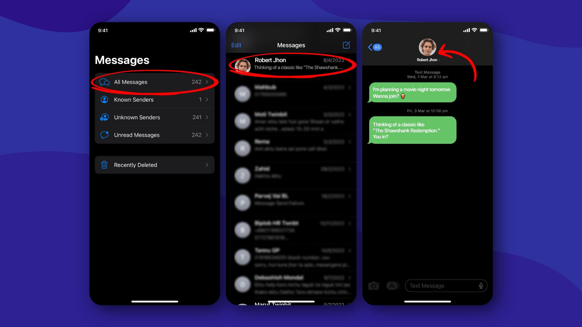 Blocking a number from the Messages app 01