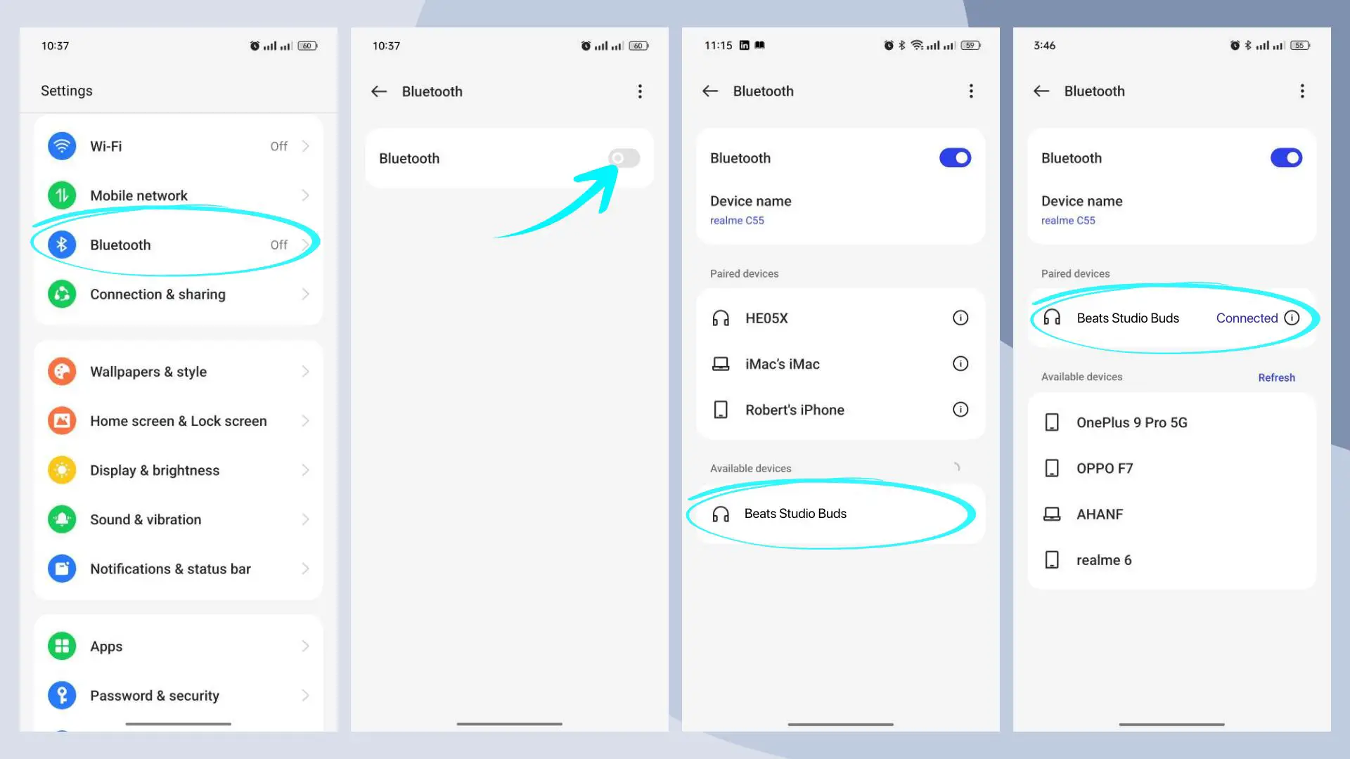 Connect Beats to your Android phone using Bluetooth settings