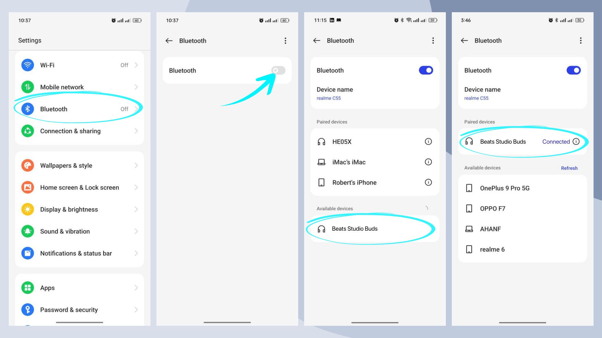 Connect Beats to your Android phone using Bluetooth settings