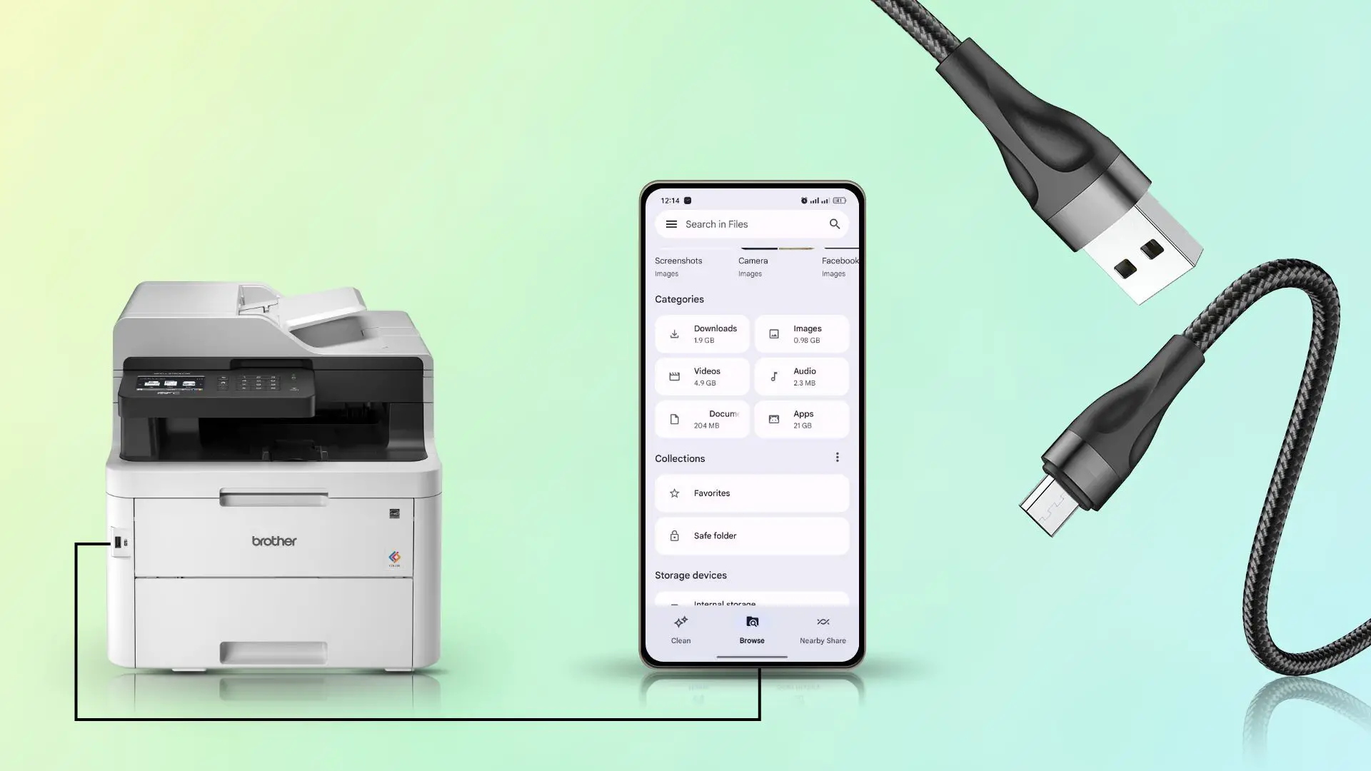 Connecting Brother printer to phone via USB