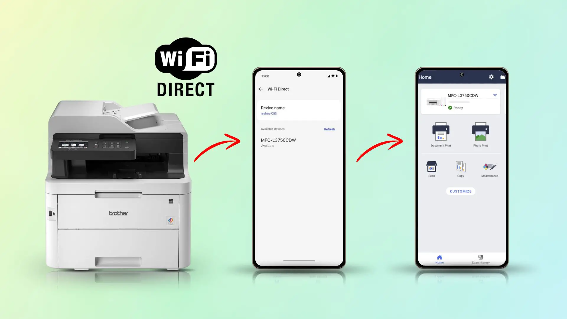 connecting the Brother printer to an Android phone via Wi-Fi Direct